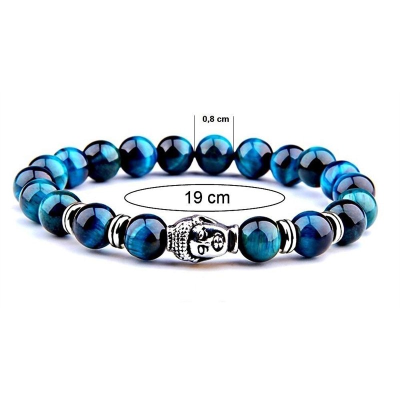 Image secondaire de FG Jewels Bracelet Protection Symbole Bouddha Tibétain Hommes/Femmes Bracelet Pierre Naturelle Oeil DE Tigre Bleu Turquoise Brac