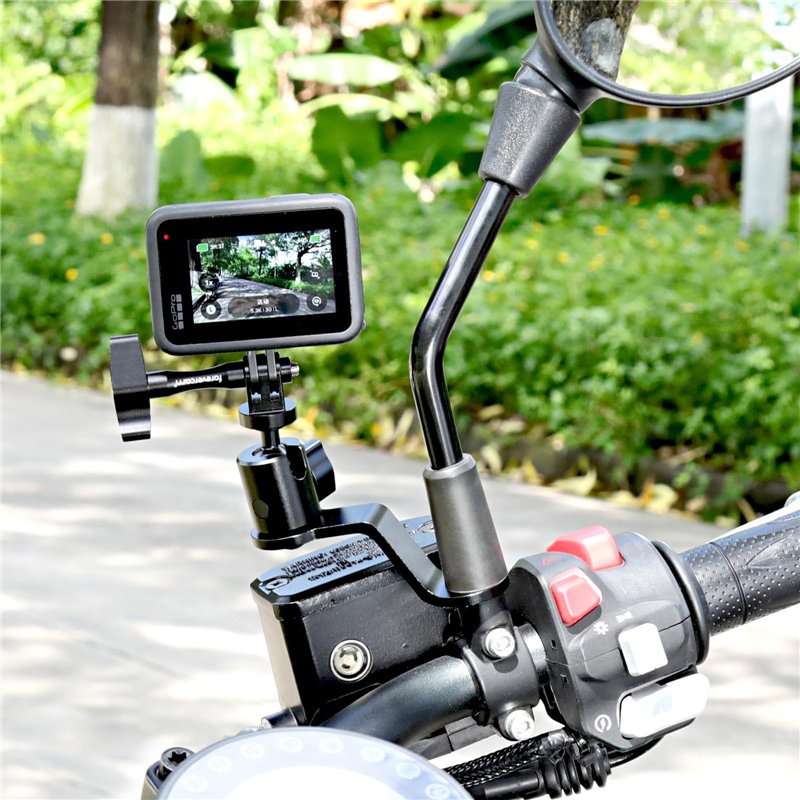 Image secondaire de Forevercam Support de rétroviseur de Moto en Aluminium Rotation à 360 ° Pince de Support en métal Compatible pour Gopro Max Hero