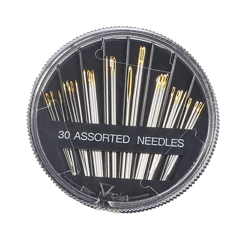 Ensemble de 30 Aiguilles à Coudre, Disque Noir Aiguilles à Coudre à la Main, Manuel Aiguilles à Broder, Enfilage Facile Aiguille