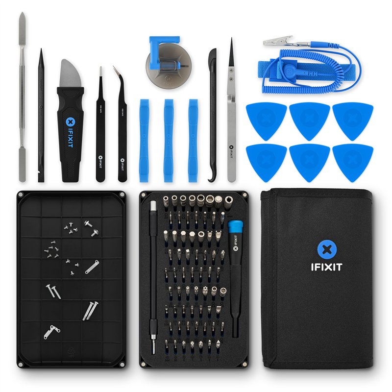 iFixit Pro Tech Toolkit, Ensemble d'outils, outils d'ouverture, tournevis de précision et 64 embouts (4 mm), pour réparation de
