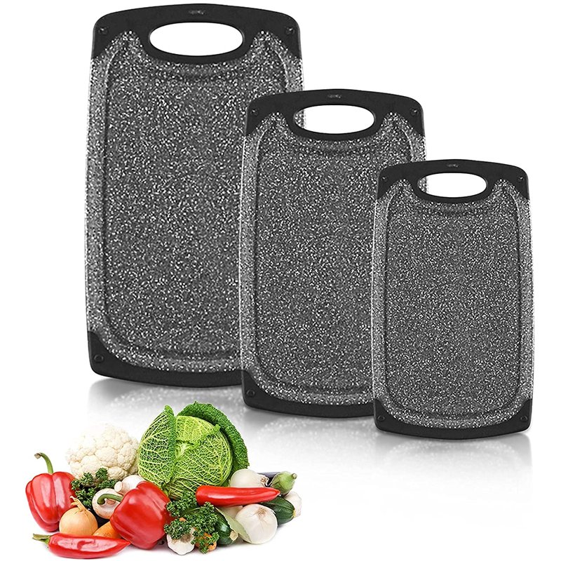 Lot de 3 Planches à découper, Alimentaires PP-Matériel, Planche à Découper de Cuisine, Antidérapante et Antibactérienne pour Viande