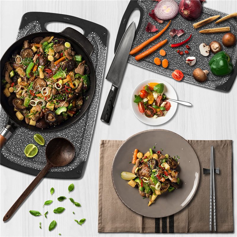 Image secondaire de Lot de 3 Planches à découper, Alimentaires PP-Matériel, Planche à Découper de Cuisine, Antidérapante et Antibactérienne pour Viande