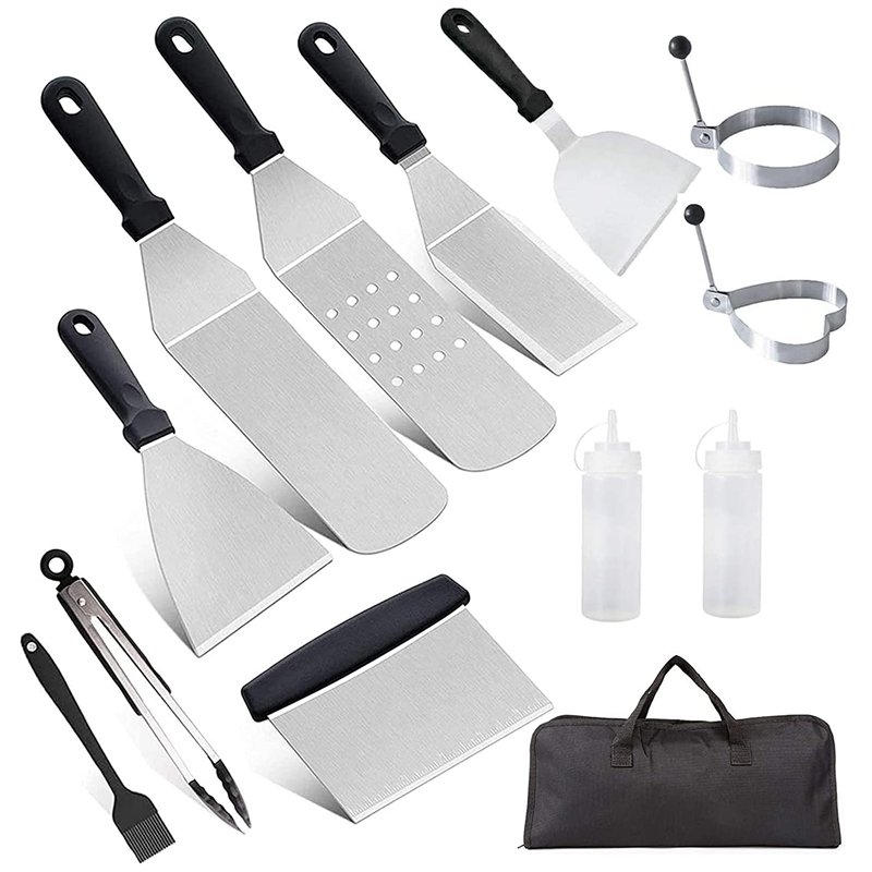 11 Pièces Spatules pour Barbecue, AMZMUKAUP Ensemble de Spatuleen Acier Inoxydable Ensemble d'accessoires pour Plaque chauffante