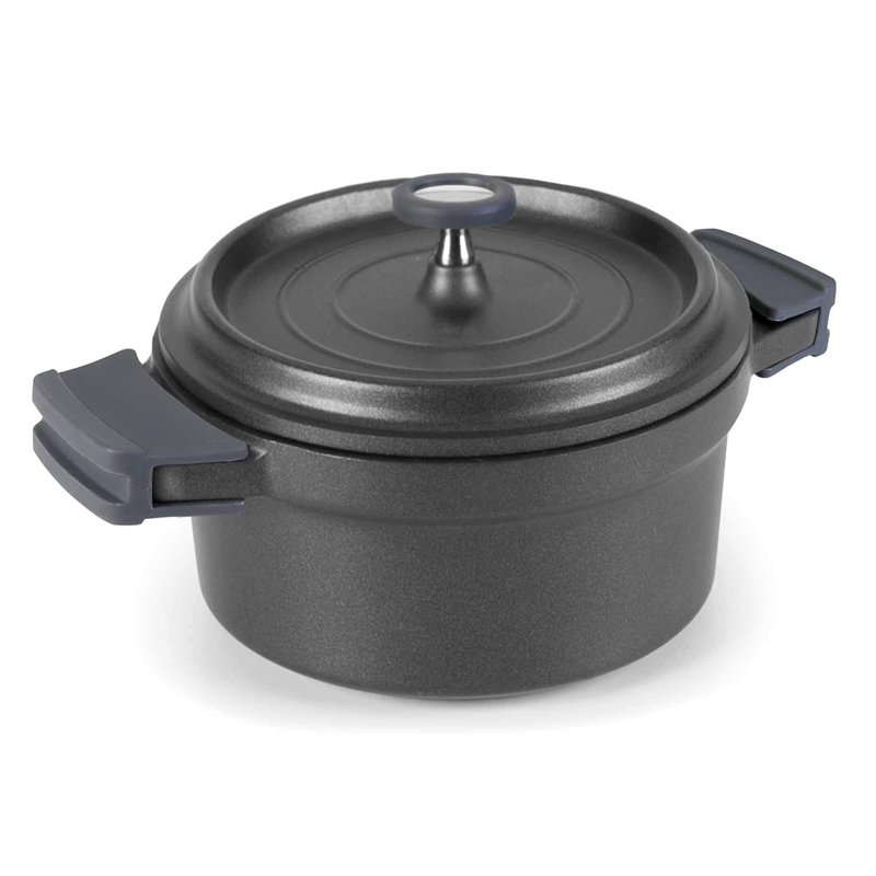 LACOR 25917 Faitout avec Couvercle Rond + Poignées Amovibles Aluminium Fondu Noir 16 cm