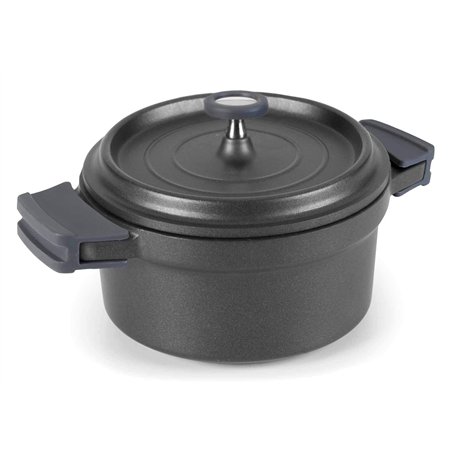 LACOR 25917 Faitout avec Couvercle Rond + Poignées Amovibles Aluminium Fondu Noir 16 cm
