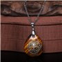 Thajaling Collier en pierre d'oeil de tigre pendentif en cristal avec pendentif arbre de vie en chaîne en acier inoxydable
