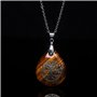Thajaling Collier en pierre d'oeil de tigre pendentif en cristal avec pendentif arbre de vie en chaîne en acier inoxydable