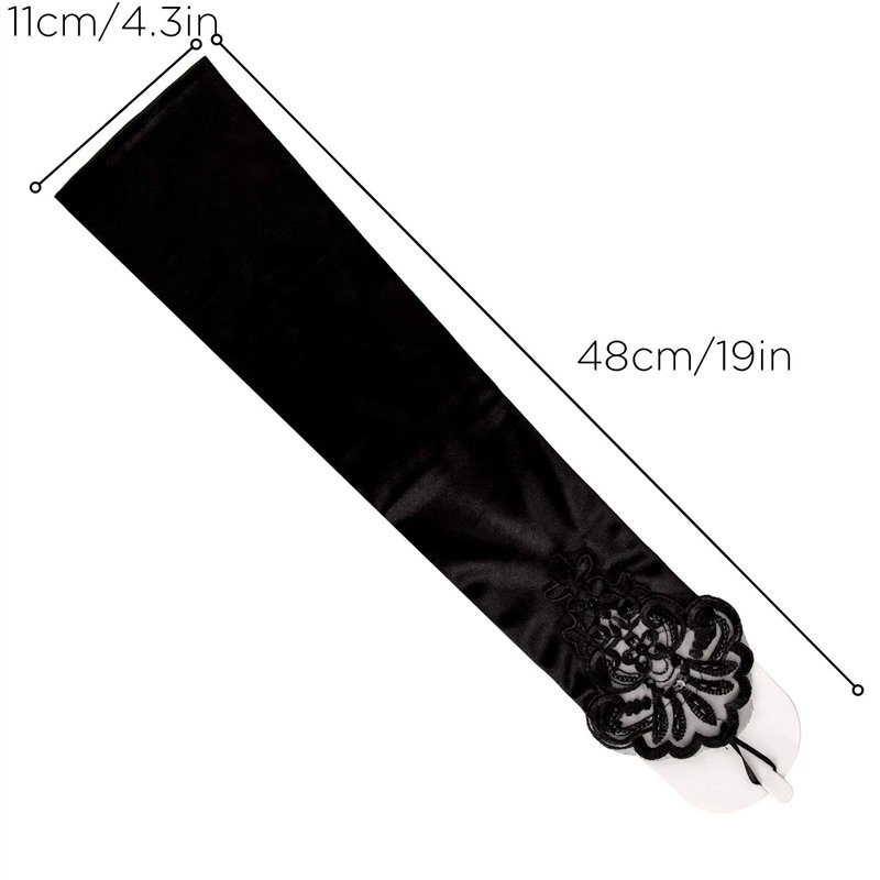 Image secondaire de SAVITA Gants Longs Noirs Percés en Satin