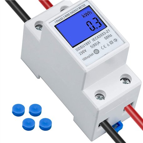 DIFCUL Compteur électrique Monophasé 5-80A 230V 50Hz Compteur d'énergie électrique Numérique avec écran LCD Compteur Divisionnai