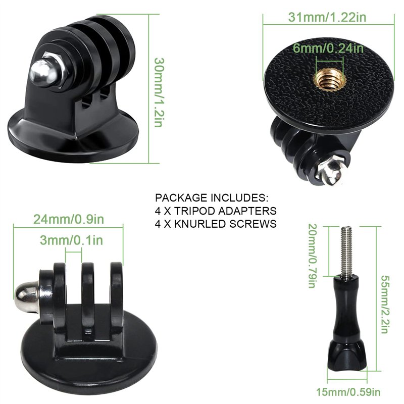 Image secondaire de Adaptateur de trépied GoPro Adaptateur 4PCS avec Vis moletée pour Gopro Hero 5 Hero 5 Session Hero 4 Hero 3+ Hero 3 Hero 2 Hero 