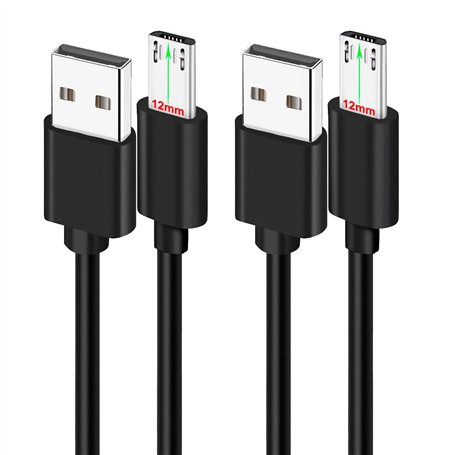 2x 1M Câbles Micro USB à Pointe Extra Longue pour Téléphones Blackview OSCAL S60 (Pro) BV4000 BV4900 BV4900s BV5500 Plus BV5800