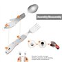 ADNEWX Lot de 2 couverts de camping pliables en acier inoxydable 4 en 1 avec poignée en aluminium Knurled (couteau, fourchette, 
