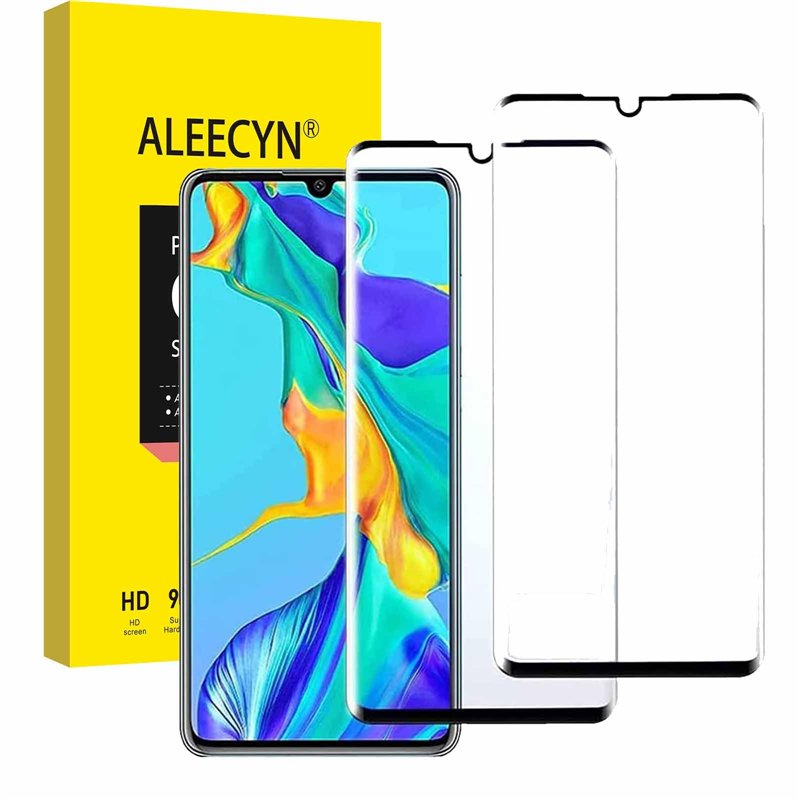 Aleecyn 2 Pièces Verre Trempé Compatible huawei p30 pro，3D Incurvé Film Vitre Protection Ecran, Anti-Rayures, Dureté 9H, sans Bu