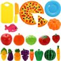 NIWWIN Ensemble de 24 pièces d’aliments en jouets pour enfants Plastique Pizza découpée Fruits et légumes