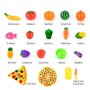 NIWWIN Ensemble de 24 pièces d’aliments en jouets pour enfants Plastique Pizza découpée Fruits et légumes