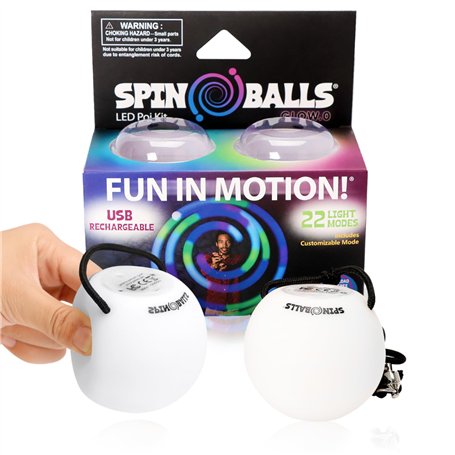 Spinballs Bolas Lumineuses - USB Rechargeable avec 22 Modes et Motifs Lumineux Colorés – Balle de Jonglage Durable