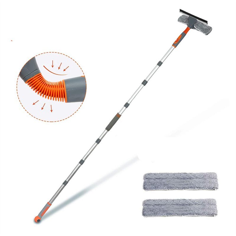 Nettoyeur de fenêtre professionnel 2 en 1 avec barre d'extension de 266 cm, lave-vitre télescopique, outils de nettoyage pour vi