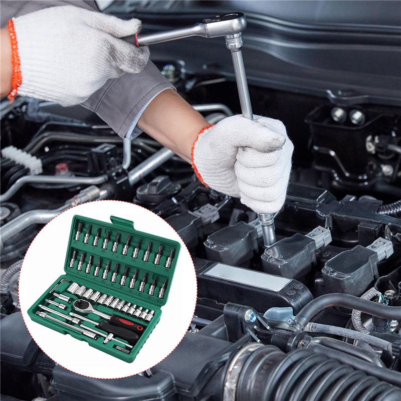 Image secondaire de WiMas 46PCS Coffret de Douilles et Embouts, Flexible Jeux de Douilles, Ensembles de Clés à Cliquet, Outil de Réparation de Véhic