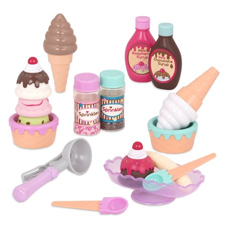 Battat - Play Circle - Jouet alimentaire - Sweet Treats Ice Cream Parlour - 21 pièces - Set de glaces - Accessoires de cuisine p