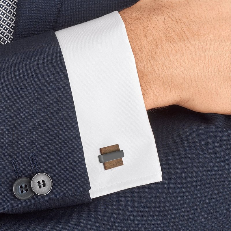 Image secondaire de Anfly Hommes Boutons De Manchette Fabriqués À La Main Carré en Bois Boutons De Manchette Liens Saint Valentin Anniversaire Anniv