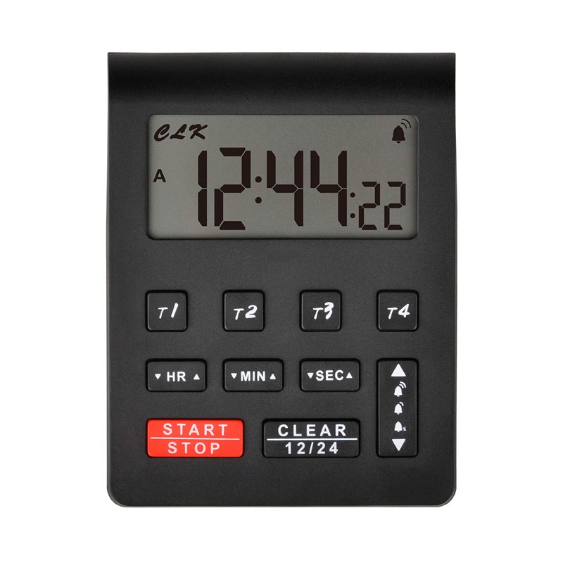 Minuterie de cuisine de bureau numérique Runleader, 4 minuteries de compte à rebours et chronomètres avec horloge 12/24 heures R