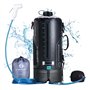 Douches solaires Camping Propulsé Solaire 12L TPU Portable Sac avec Tuyau Amovible Long et Pression Pompe Buse de Affichage de l