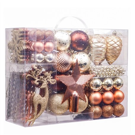 Valery Madelyn 100pcs Boules de Noël Cuivre et Doré pour Décoration