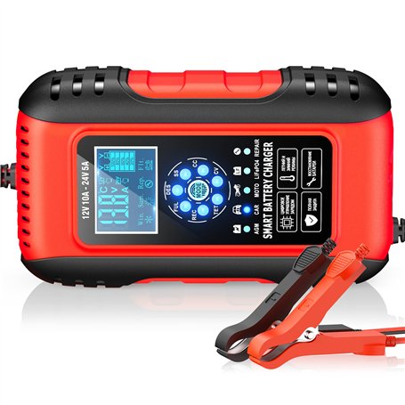 Husgw 12V/24V 10A Chargeur Batterie Lithium