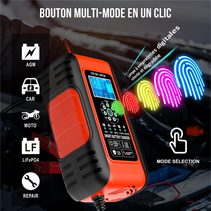 Image secondaire de Husgw 12V/24V 10A Chargeur Batterie Lithium