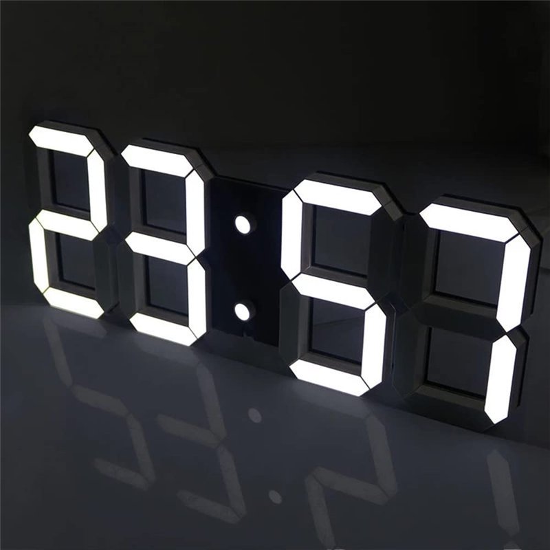 DELIPOP Horloge Murale Numérique LED 3D 21,5CM, Réveille-Matin LED Digital avec 3 Niveaux de Luminosité Réglables Fonction, Horl