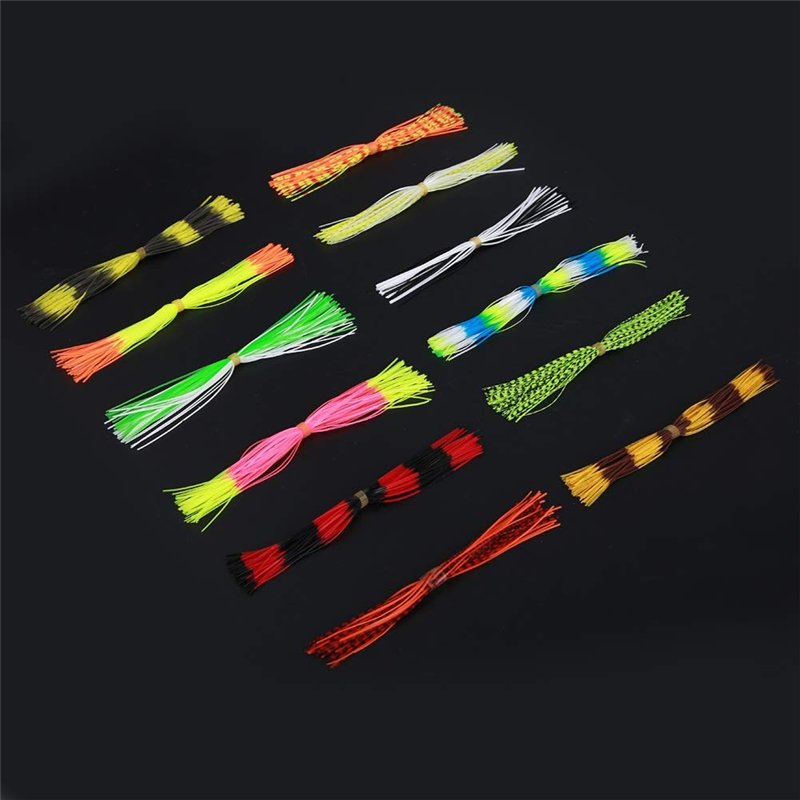 Image secondaire de Leurre nerbait,Jupe nerbait,Fliegenbinden,Silicone Caoutchouc Jupe 50 Brins Jig Lure Jupes Jupe De Pêche Souple Leurres Barbe DI