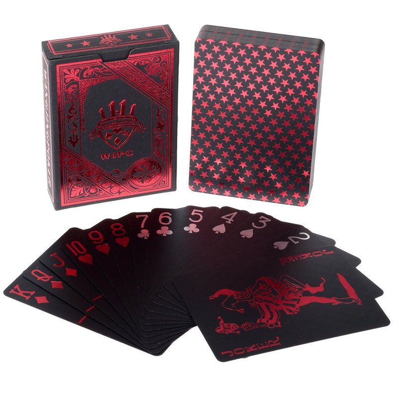 Image secondaire de 2 x Cartes de Poker en Plastique Professionnelles imperméables Noir Playing Cards Plastique PVC Cartes Texas Hold'em Poker Carte