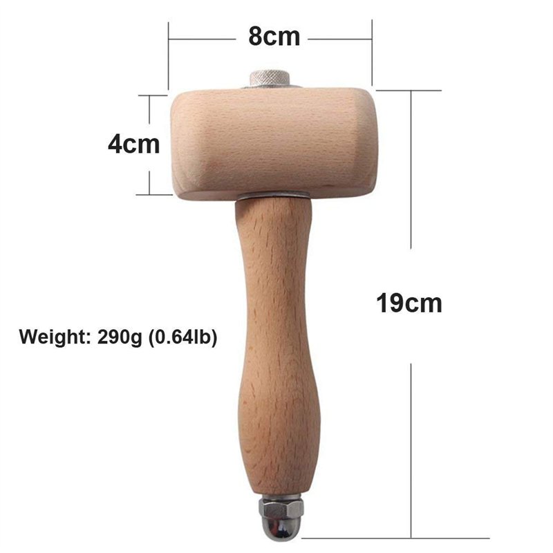 Image secondaire de LHKJ Marteau Maillet en Bois de Hêtre Outil, Bois à Découper Marteau Artisanat du Cuir Carving