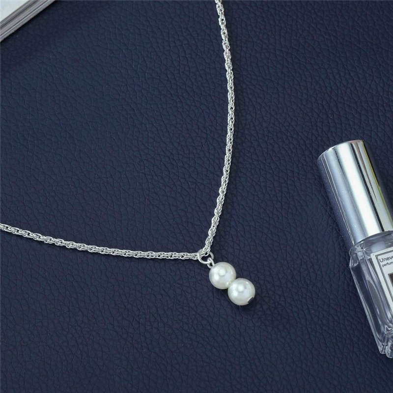 Image secondaire de Jovono Boho Colliers avec collier de collier de couches de pendentifs simples et de perles pour femmes et filles (Argent)