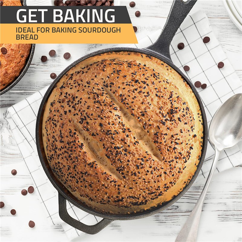 Image secondaire de KICHLY Pré-assaisonné Dutch Oven - Dual Function Cocotte Pot à Feuf - Poêle en Fonte pour la Cuisinière & le Camping, pour l'ext