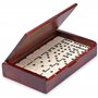 Yellow Mountain Imports 28 Tiles Double 6 Dominoes (Pips/Dots) Game Set - Jumbo Tournament Size Dominos with Dark Oak Wood Case