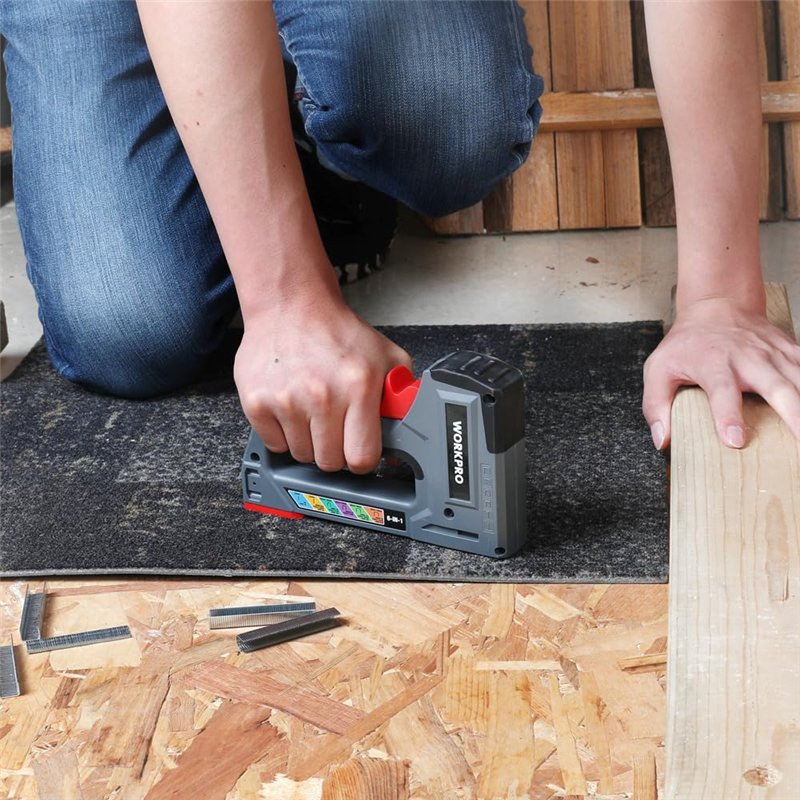 Image secondaire de WORKPRO Agrafeuse Murale Multifonction 6 en 1 avec 4000 Agrafes, Agrafeuse Manuelle pour Fixer le Matériel, Décoration de Meuble