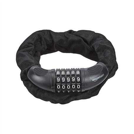 Amazon Basics Serrure à combinaison Anti-vol de vélo avec chaîne et cadenas à 5 chiffres