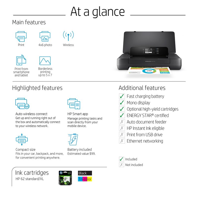 Image secondaire de HP OfficeJet 200 Mobile Couleur 4800 x 1200dpi A4 WiFi Noir – Imprimante d'encre