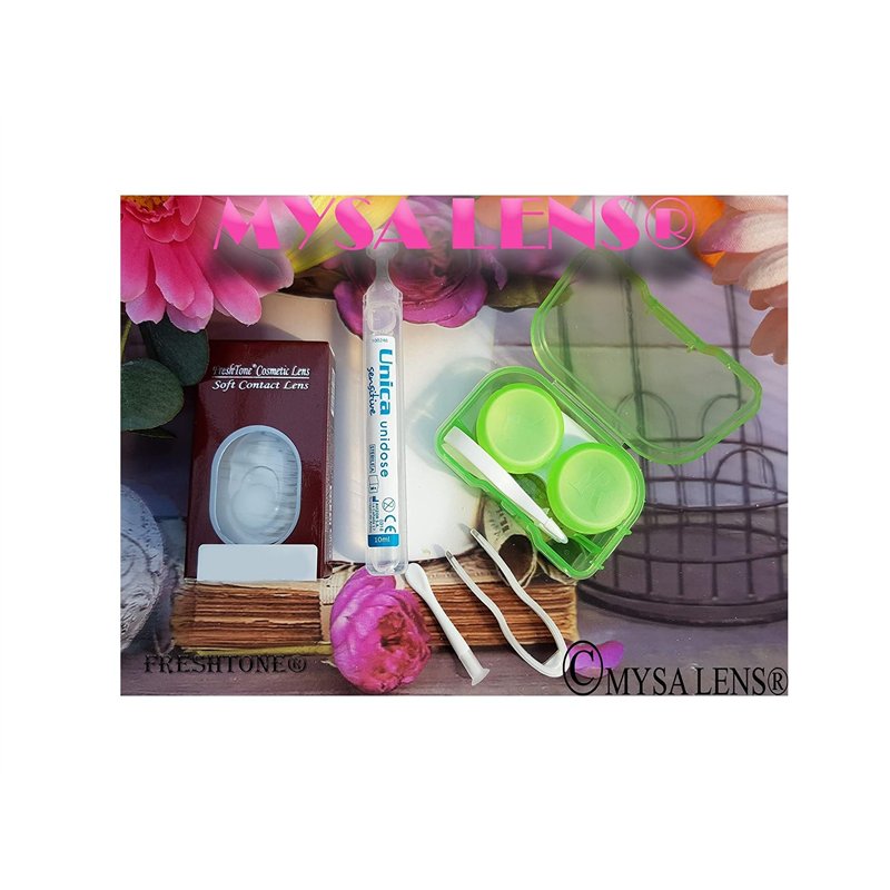 Image secondaire de FreshTone Lentilles De Contact De Couleur Light Hazel 1 Ton Kit De Rangement Boitier Pince et applicateur Offert 12 Mois sans co