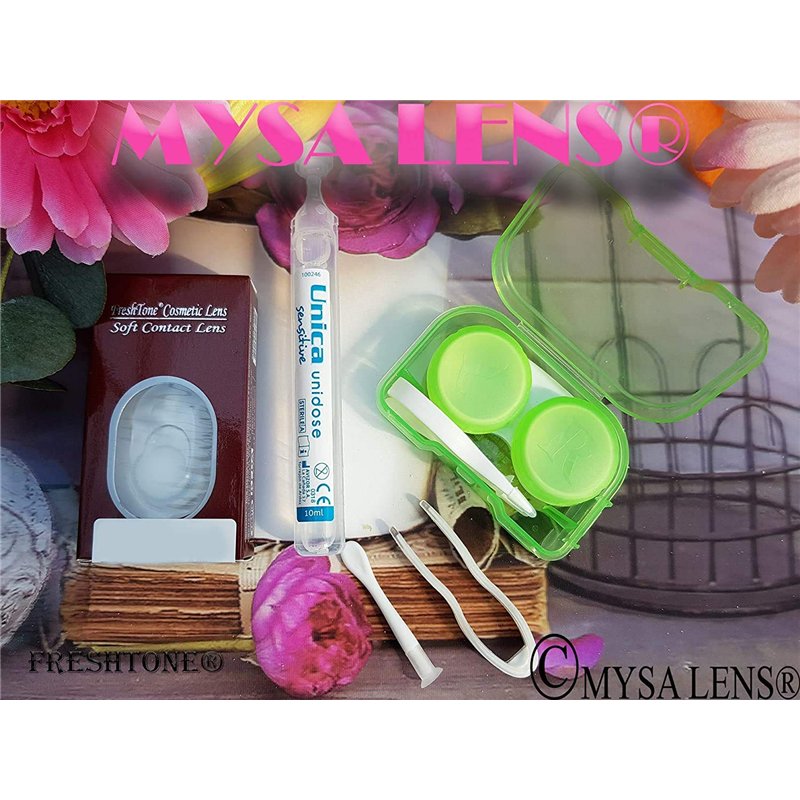 Image secondaire de FreshTone Lentilles De Contact De Couleur Pony Gray 1 Tons Avizor Solution Multifonctions 10ML Kit De Rangement Couleur Aléatoir