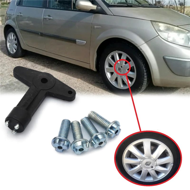 Image secondaire de Twowinds - Clé Antivol Enjoliveur Compatible avec Renault Clio Espace Kangoo Megane, Opel - 7700422600 - Vis Jante - Écrou Enjol