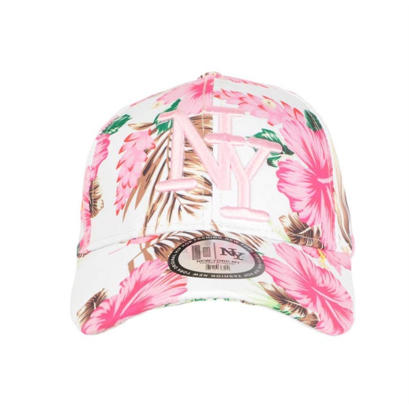 Image secondaire de Casquette NY Blanche et Rose Fleurs Tropicale Fashion Baseball Hawai - Taille: Taille Unique - Couleur: Rose - Mixte