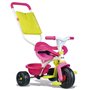 Smoby - Tricycle Be Fun Confort Rose - Vélo Enfant Dès 10 Mois - Evolutif - Canne Parentale avec Sacoche - Arceau de Sécurité -