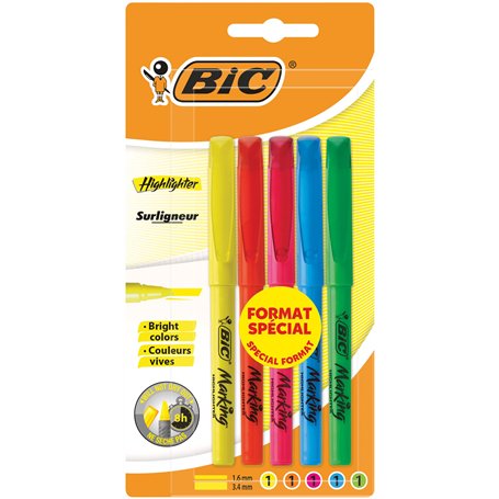 Bic Highlighter Surligneurs Pointe Biseautée