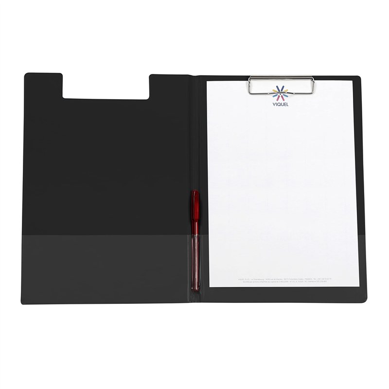Viquel - Viquel - Porte bloc A4 à rabat avec pince en métal pour tenir les documents - Noir