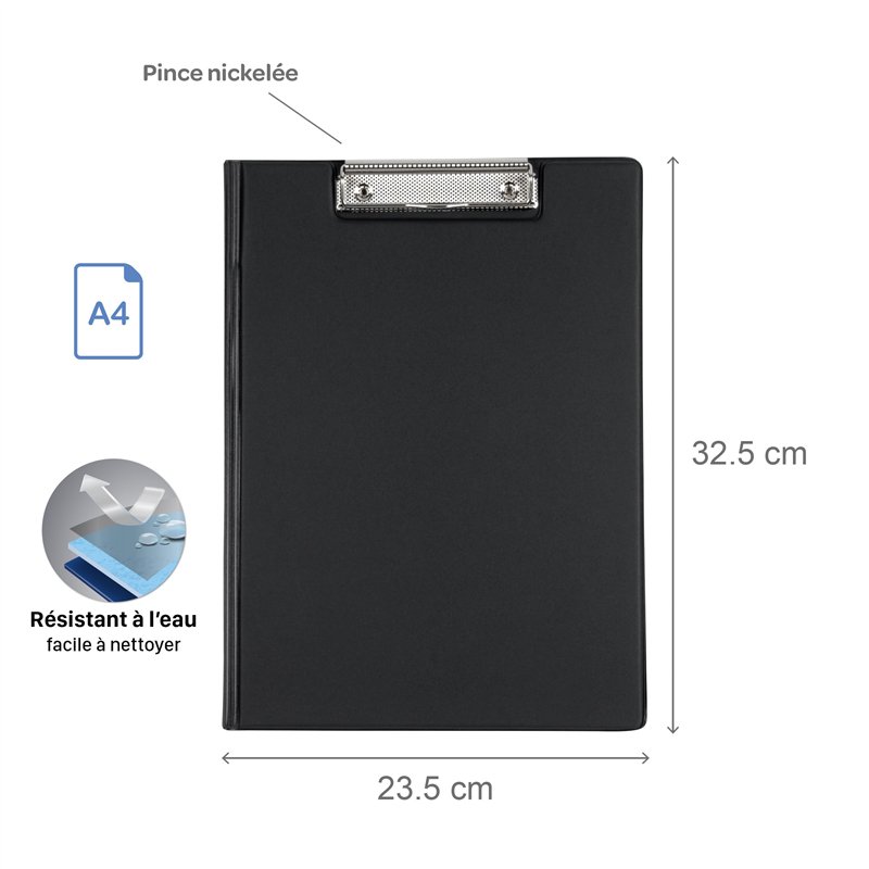 Image secondaire de Viquel - Viquel - Porte bloc A4 à rabat avec pince en métal pour tenir les documents - Noir