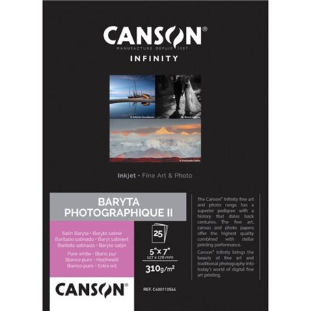 CANSON Infinity - Baryta Photographique II - Boîte de 25 feuilles de papier photo baryté 12