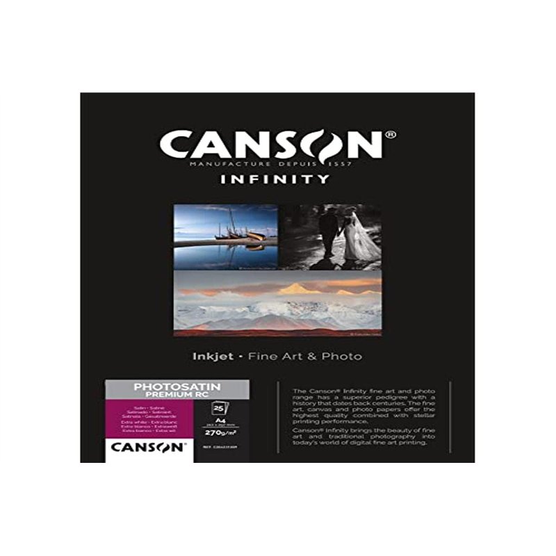 CANSON Infinity - Photosatin Premium RC - Boîte 25 feuilles de papier photo satin A4 - 270g/m² - Extra blanc