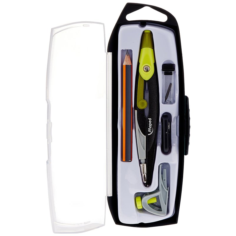 Image secondaire de Maped - Fournitures, Accessoires - Compas Maped métal - Coffret 5 pièces Open métal avec Bague Universelle, Coloris Assortis